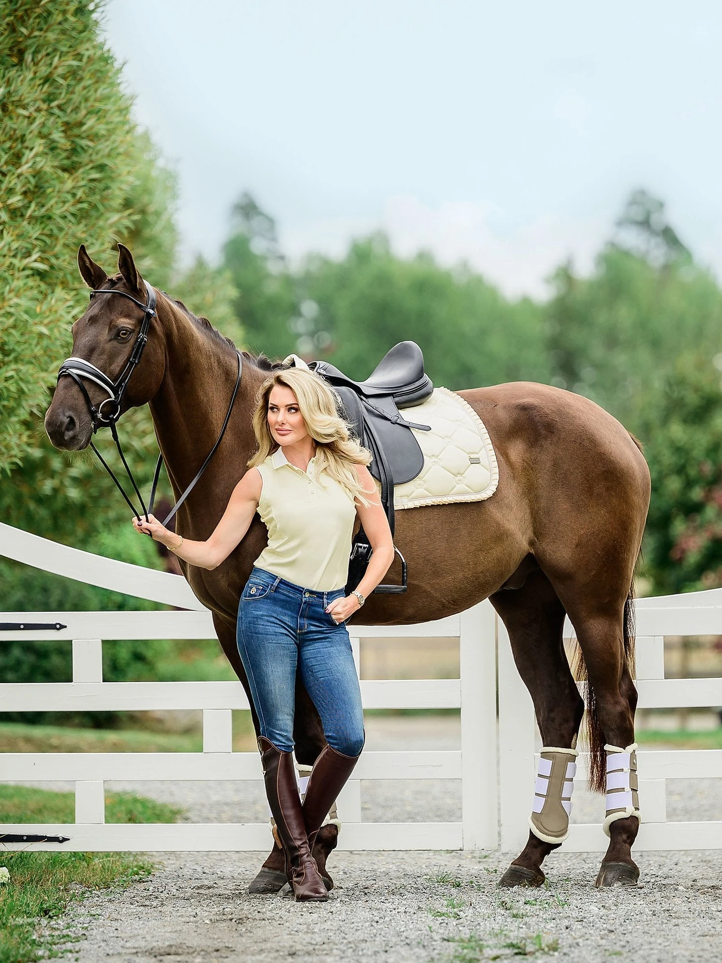 PS Of Sweden Minna Sleeveless Polo Shirt Lemon - Image 4