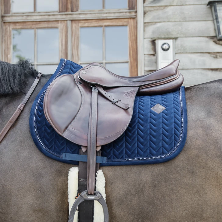 Kentucky Velvet Pearls Jump Saddle Pad Navy - Image 2
