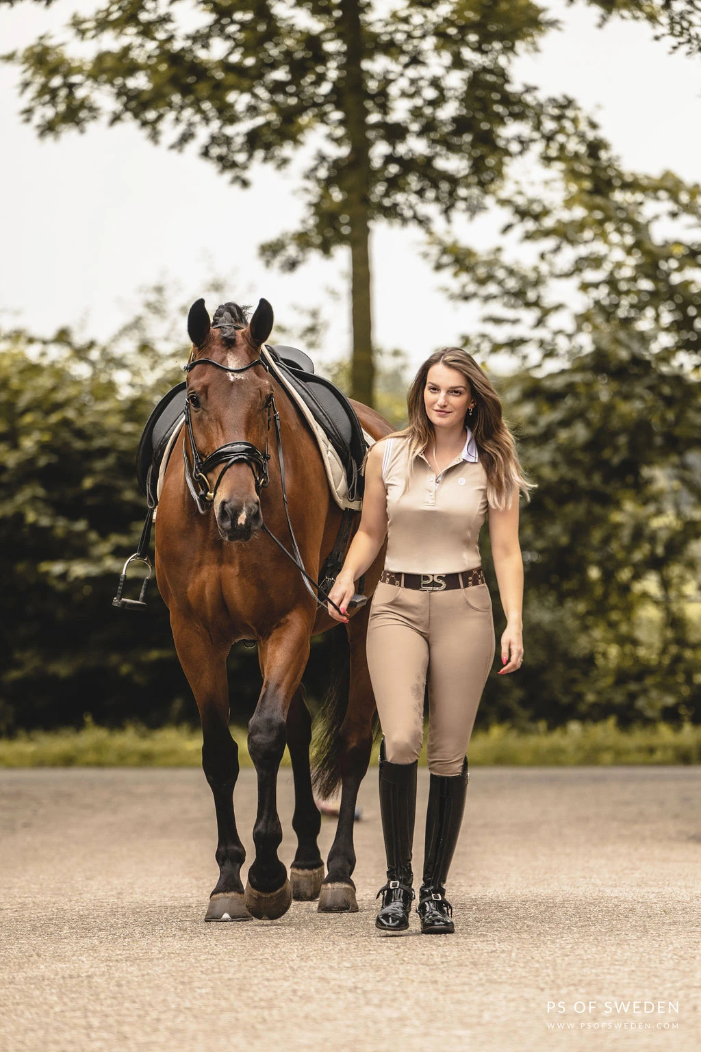 PS Of Sweden Minna Sleeveless Polo Shirt Sand - Image 3