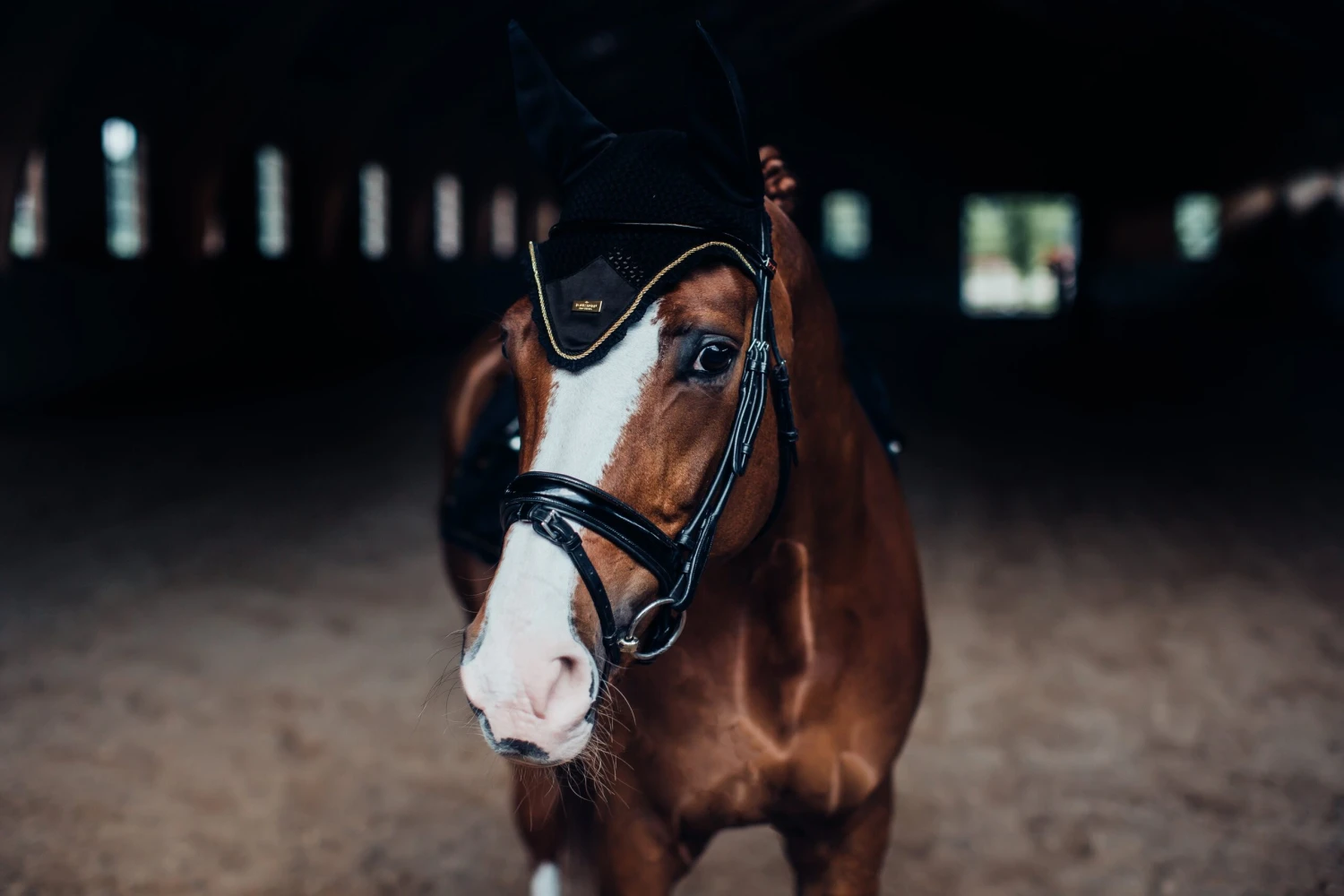 Equestrian Stockholm Ear Bonnet Black Gold - Image 4