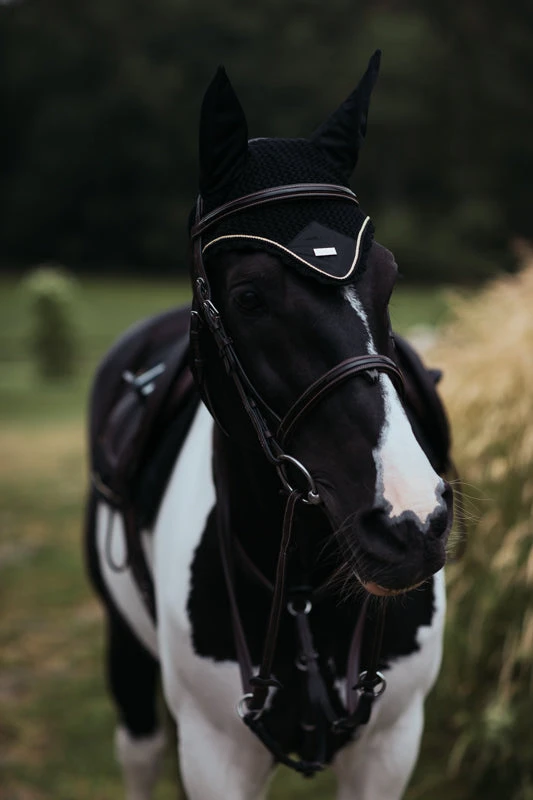 Equestrian Stockholm Ear Bonnet Black Gold - Image 3