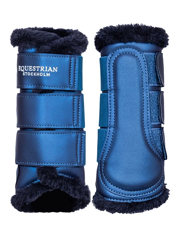 Equestrian Stockholm Fleece Brushing Boots Blue Meadow - Image 2