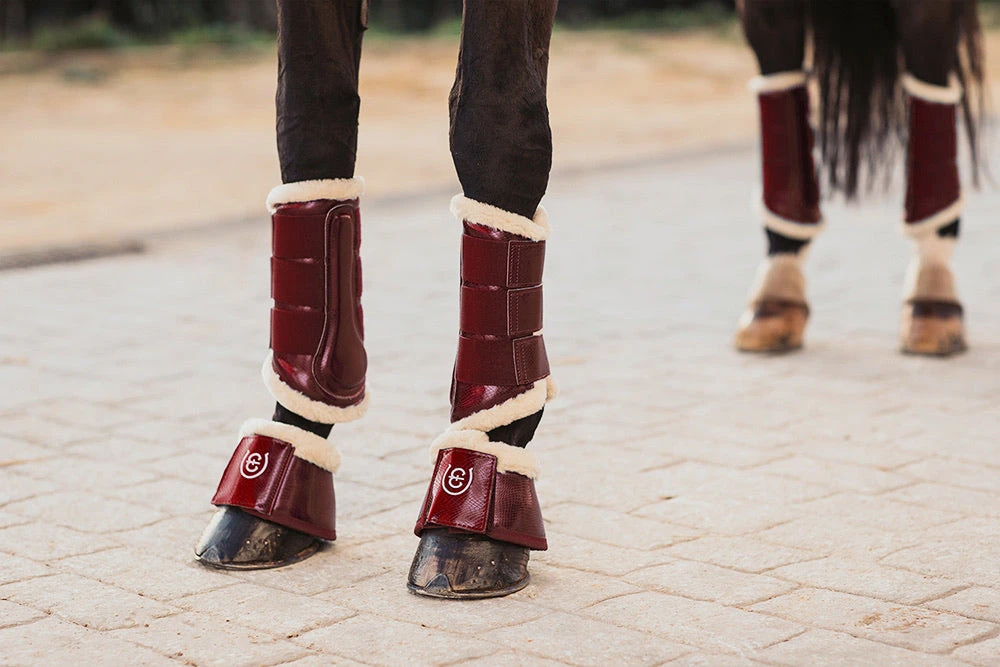 Equestrian Stockholm Fleece Bell Boots Bordeaux - Image 2