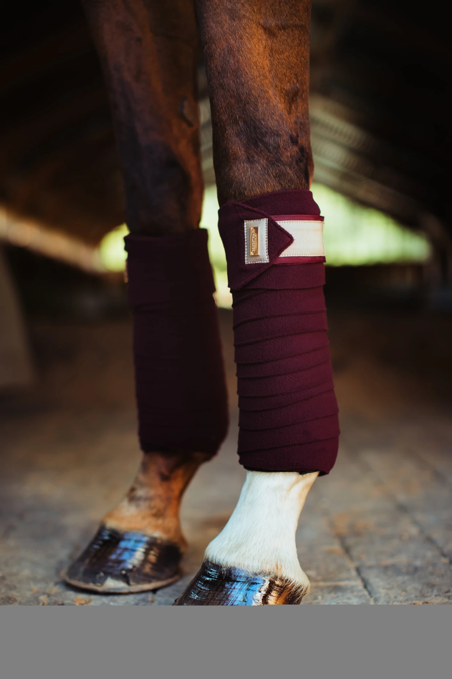 Equestrian Stockholm Bandages Merlot Crystal Gold - Image 2