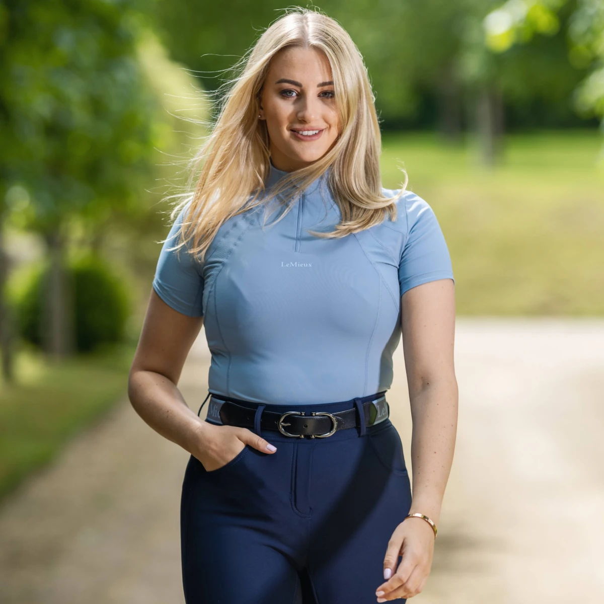 LeMieux Mia Mesh Short Sleeve Base Layer Denim - Image 2