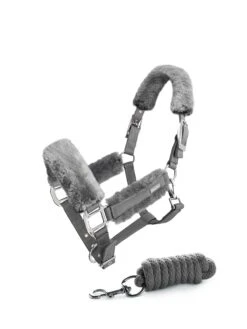 Equestrian Stockholm Fleece Headcollar & Lead Silver Cloud