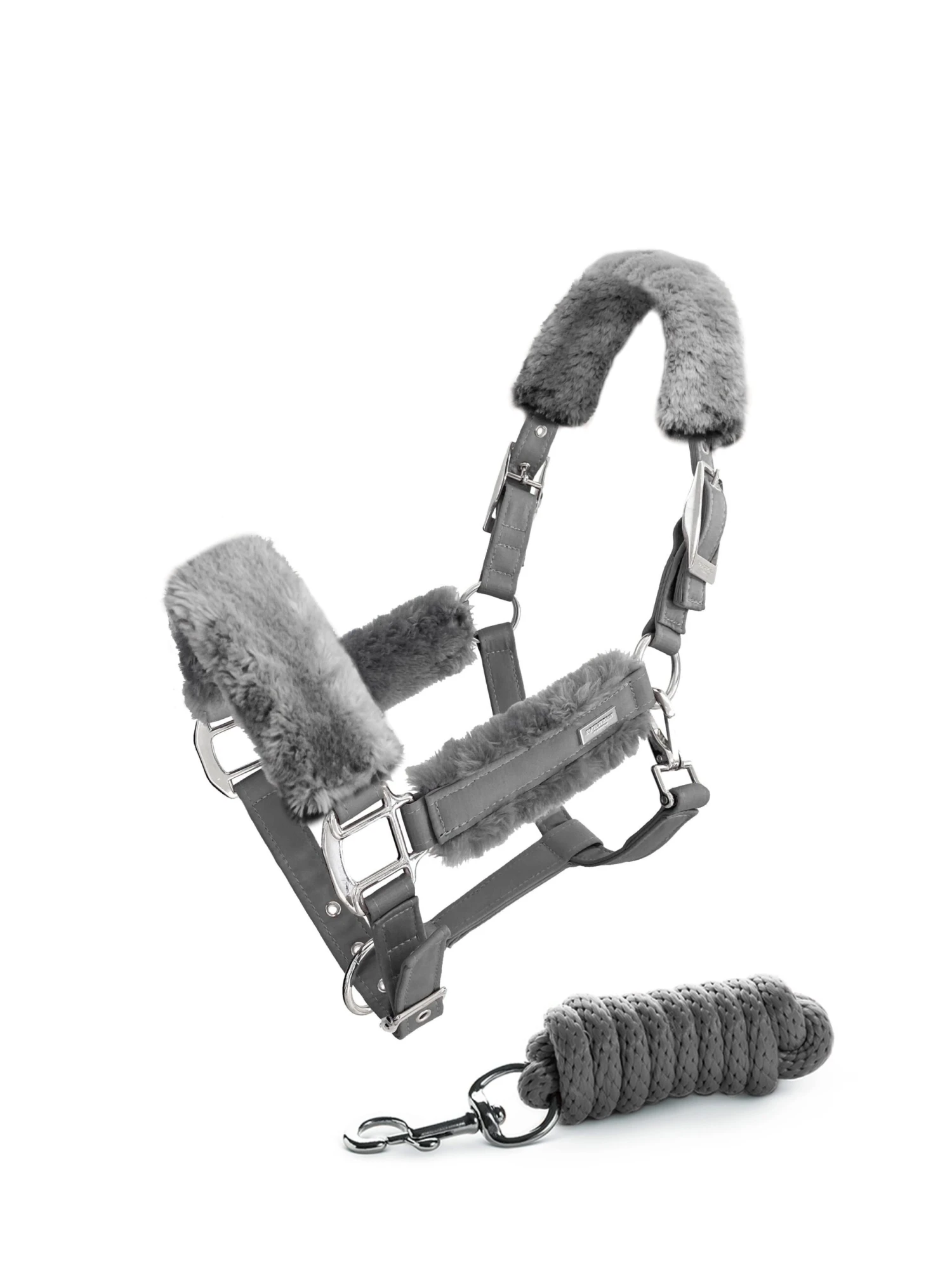 Equestrian Stockholm Fleece Headcollar & Lead Silver Cloud